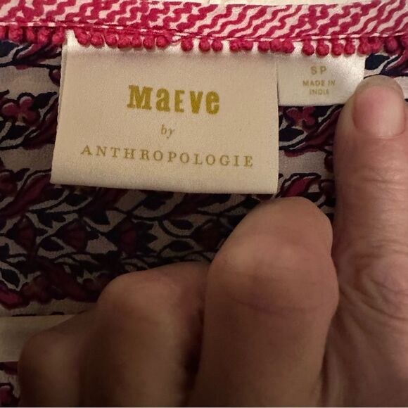 Maeve Anthropologie Women’s Size SP Lilyana Tiered Boho Tunic Blouse Top Silk - Picture 7 of 13